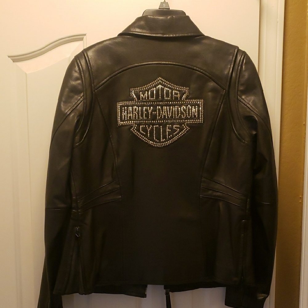 Harley-Davidson Black Leather Jacket Swarovski  Crystals